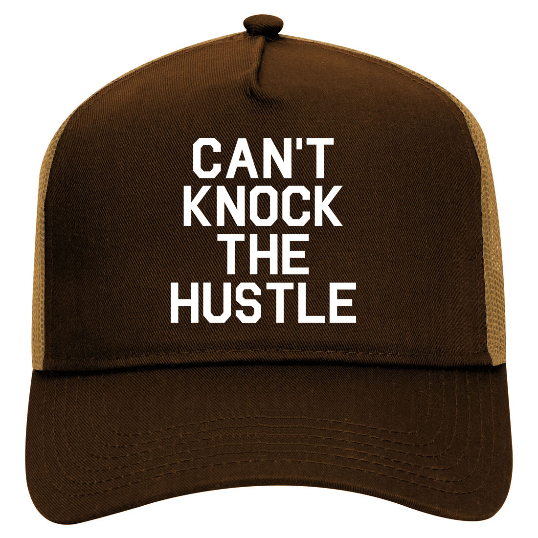 Cant Knock The Hustle Mens Mesh Trucker Hat Brown