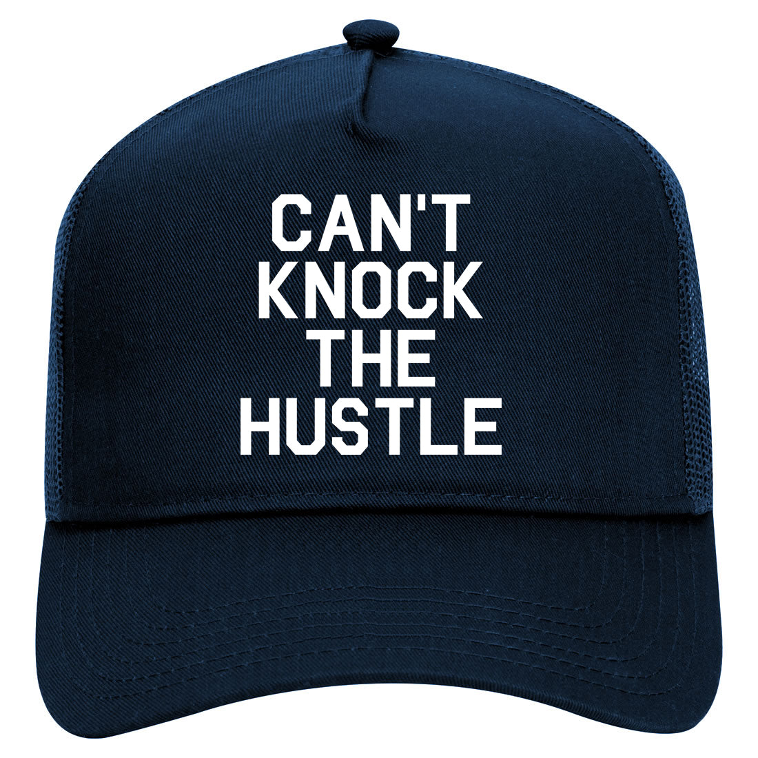 Cant Knock The Hustle Mens Mesh Trucker Hat Navy Blue
