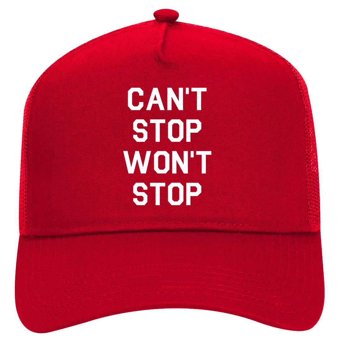 Cant Stop Wont Stop Mens Mesh Trucker Hat Red