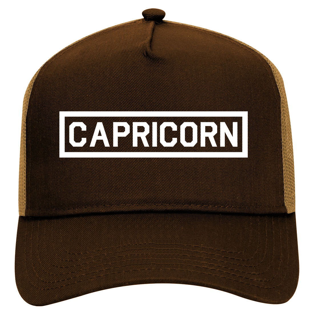 Capricorn Horoscope Astrology Sign Mens Mesh Trucker Hat Brown