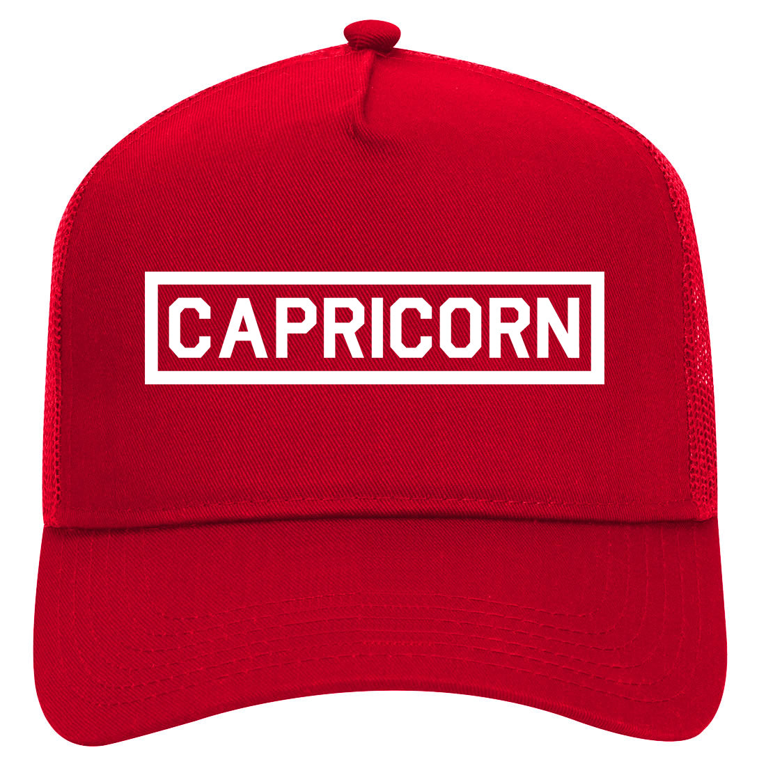 Capricorn Horoscope Astrology Sign Mens Mesh Trucker Hat Red