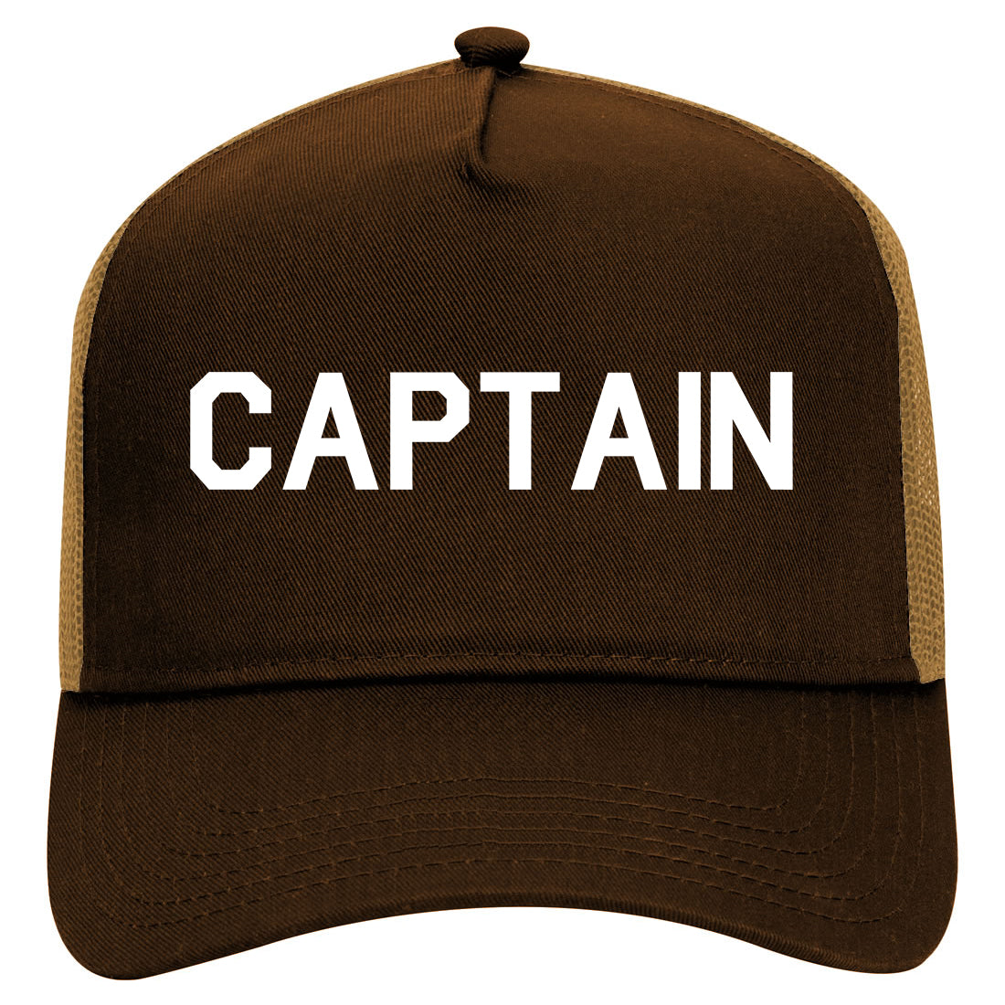 Captain Of The Boat Ship Mens Mesh Trucker Hat Brown