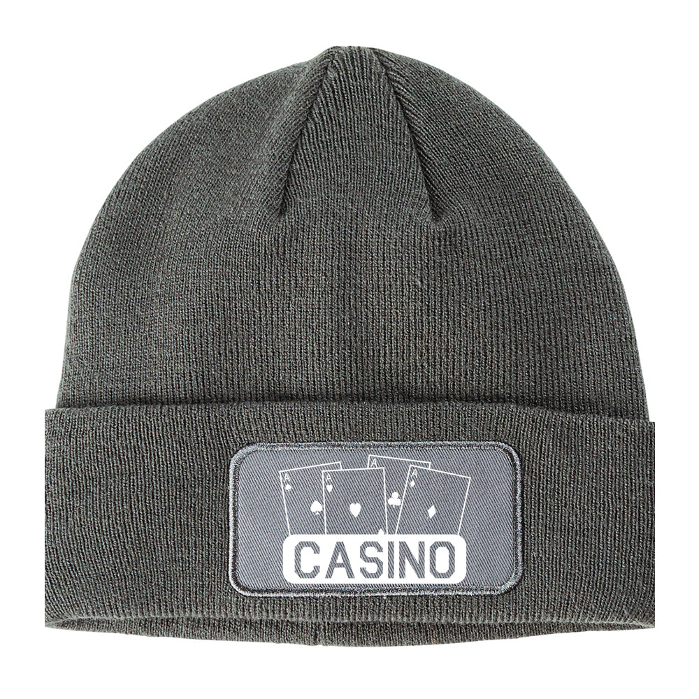Casino Ace Cards Winter Knit Adult Beanie Hat Grey