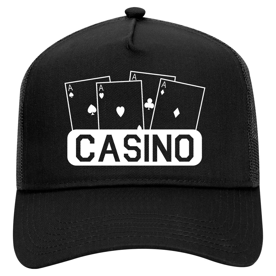Casino Ace Cards Mens Mesh Trucker Hat Black
