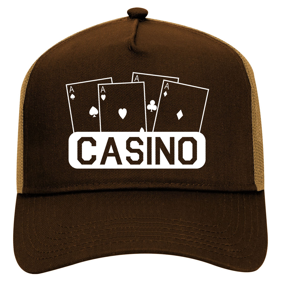 Casino Ace Cards Mens Mesh Trucker Hat Brown