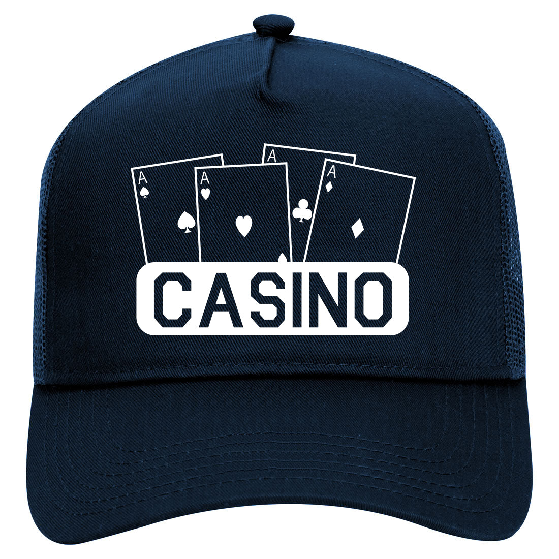 Casino Ace Cards Mens Mesh Trucker Hat Navy Blue