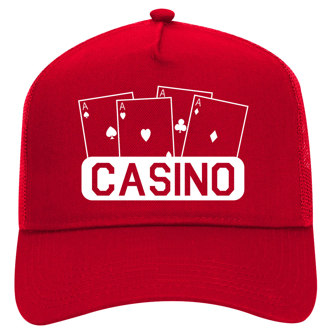 Casino Ace Cards Mens Mesh Trucker Hat Red