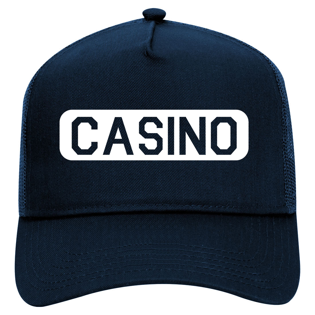 Casino Mens Mesh Trucker Hat Navy Blue
