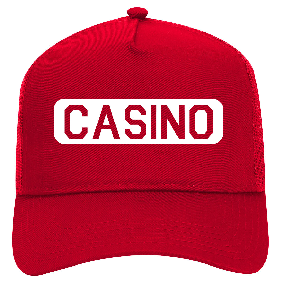 Casino Mens Mesh Trucker Hat Red