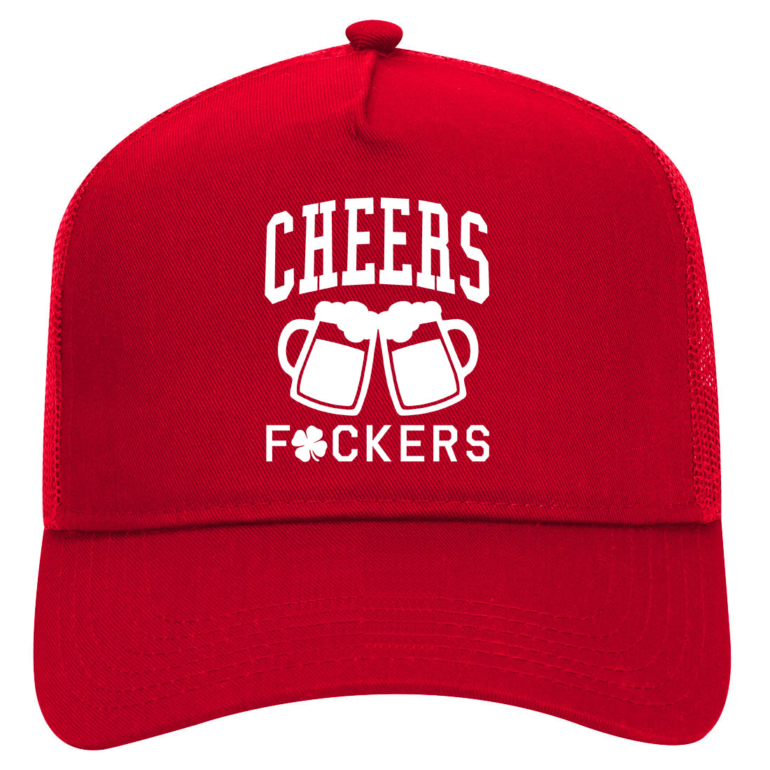Cheers Fckers St Patricks Day Mens Mesh Trucker Hat Red