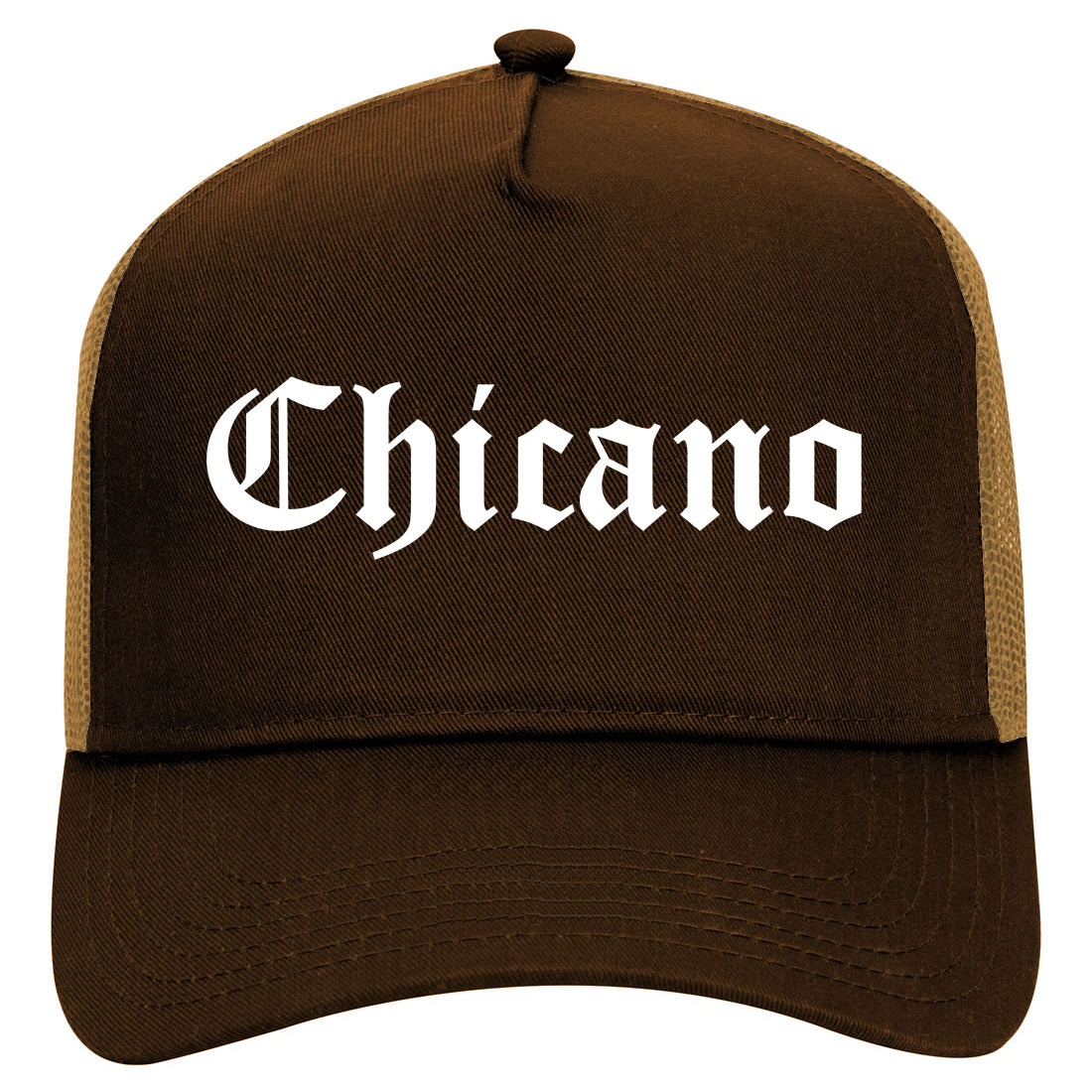 Chicano Mexican Mens Mesh Trucker Hat Brown