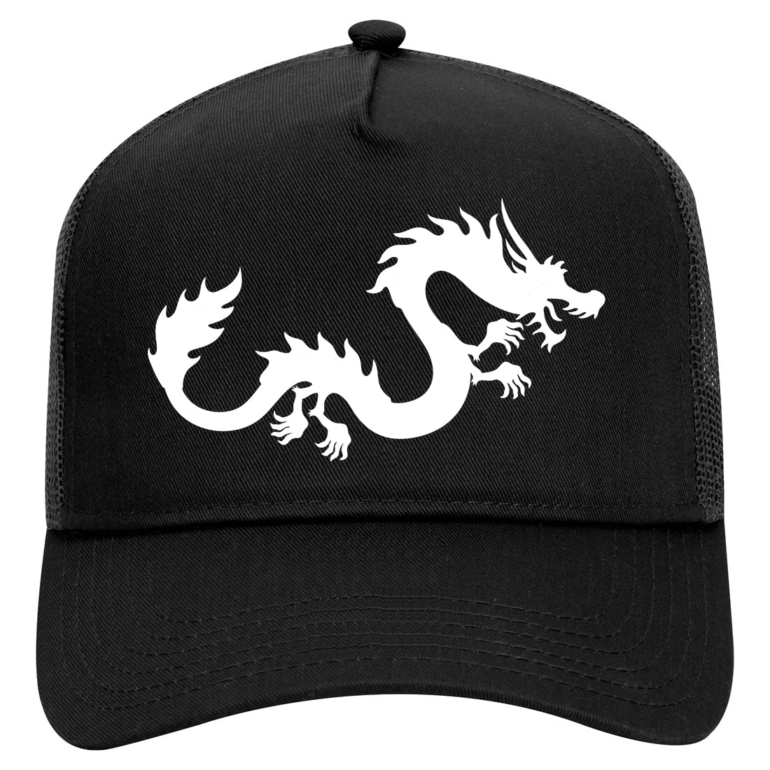 Chinese Dragon Mens Mesh Trucker Hat Black