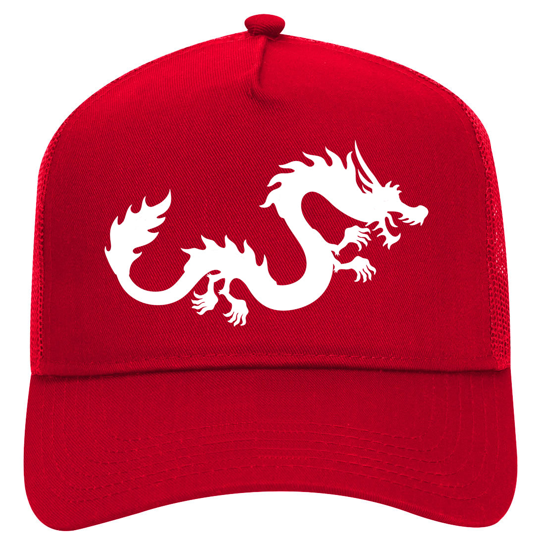 Chinese Dragon Mens Mesh Trucker Hat Red