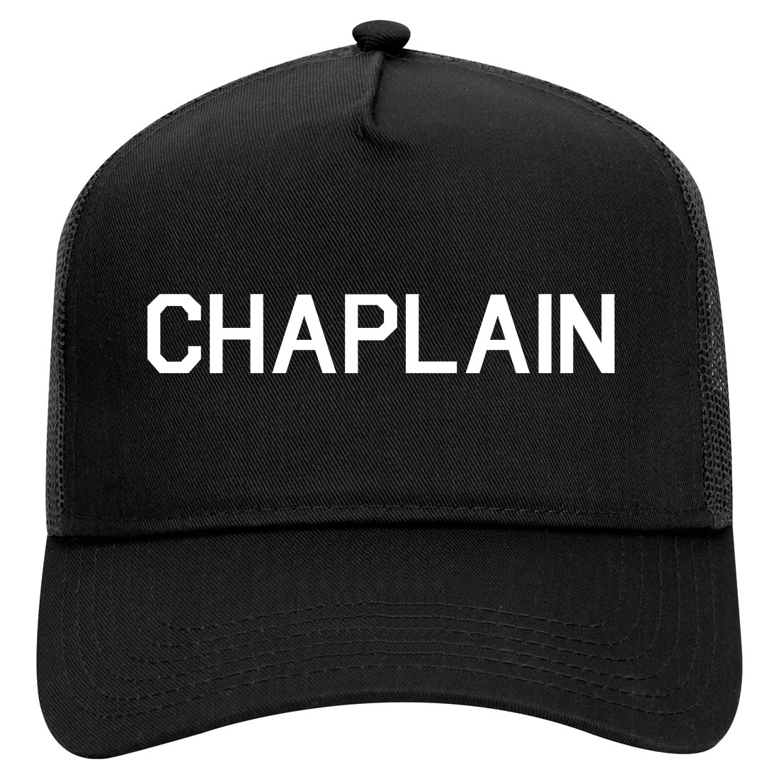 Christian Chaplain Mens Mesh Trucker Hat Black