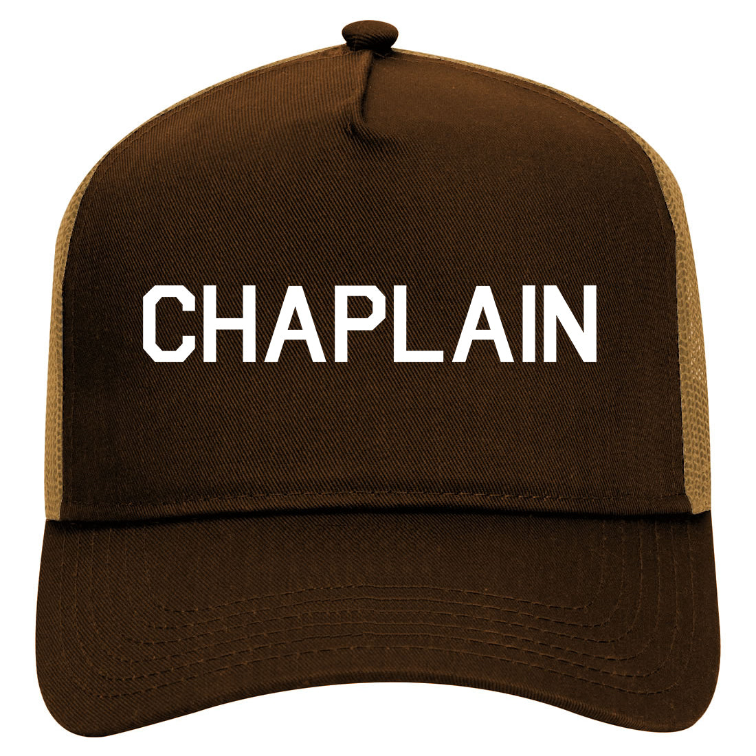Christian Chaplain Mens Mesh Trucker Hat Brown