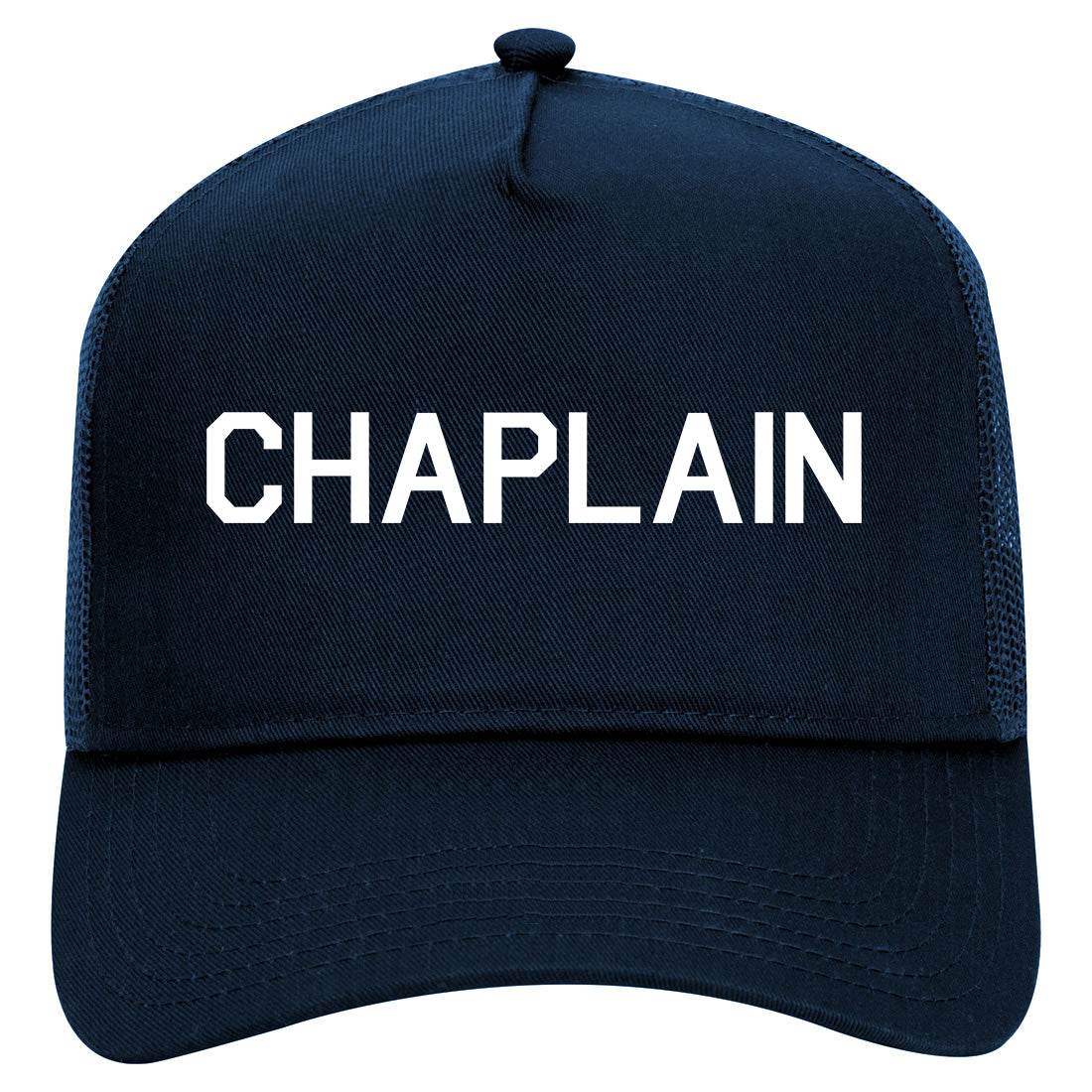 Christian Chaplain Mens Mesh Trucker Hat Navy Blue
