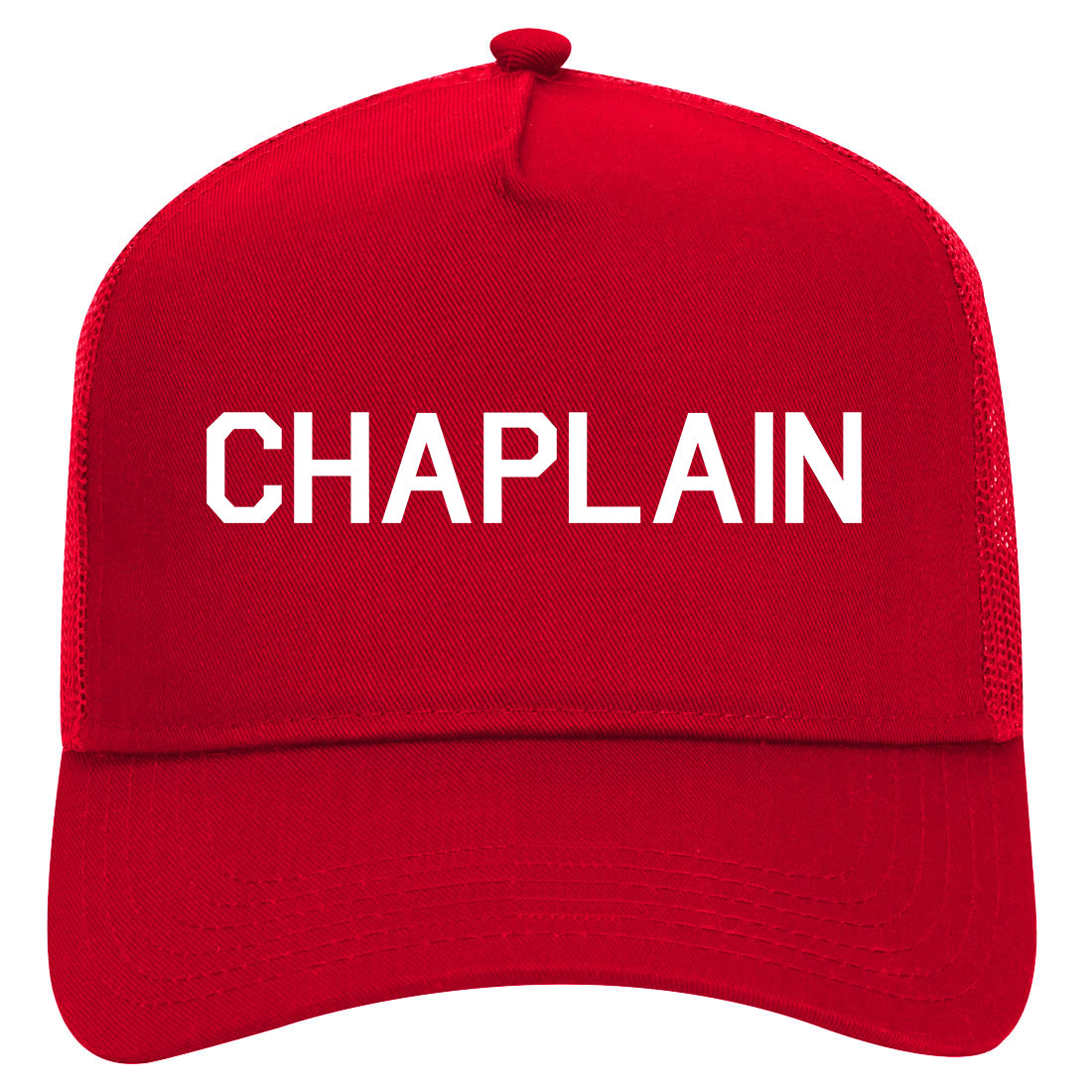Christian Chaplain Mens Mesh Trucker Hat Red