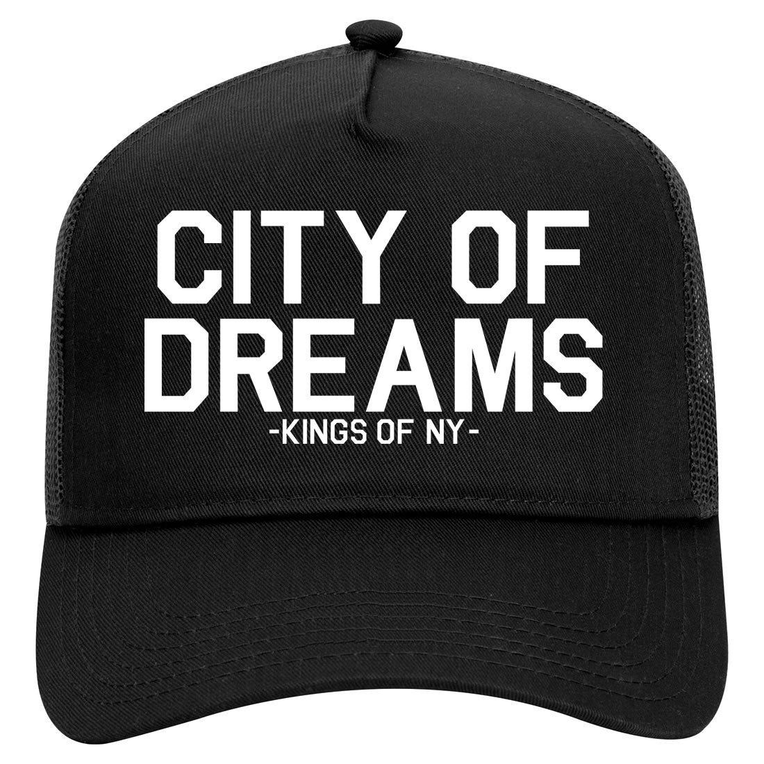 City Of Dreams New York Mens Mesh Trucker Hat Black