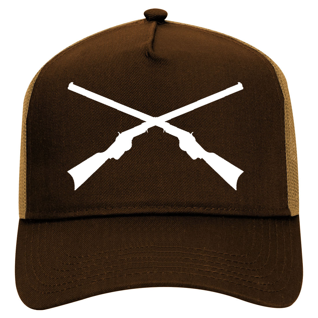 Civil War Guns Crossed Mens Mesh Trucker Hat Brown