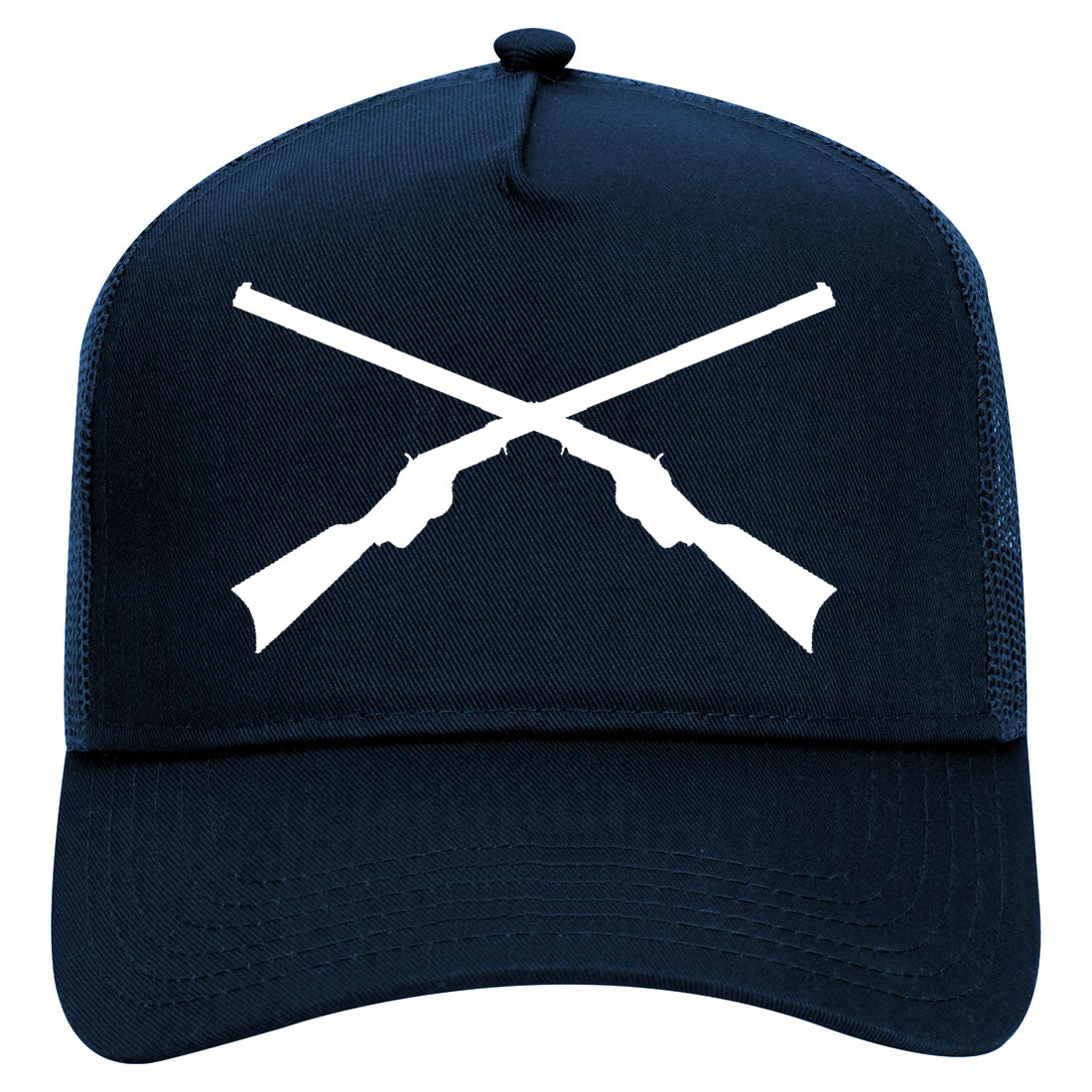 Civil War Guns Crossed Mens Mesh Trucker Hat Navy Blue