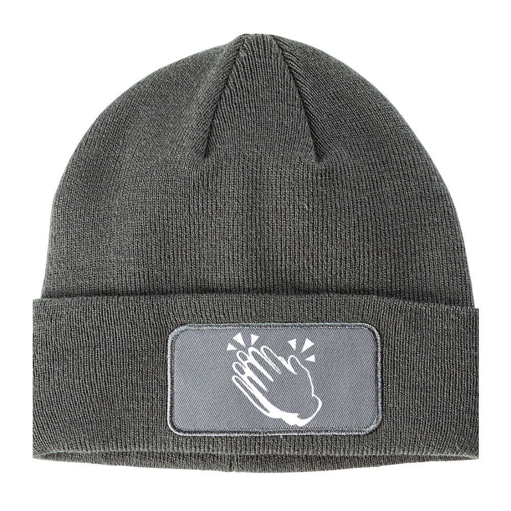 Clapping Hands Symbol Winter Knit Adult Beanie Hat Grey