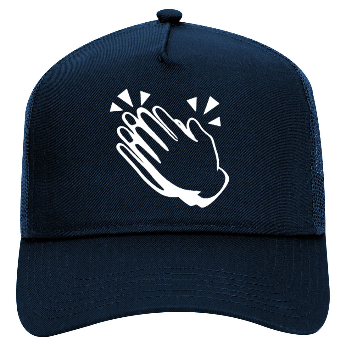 Clapping Hands Symbol Mens Mesh Trucker Hat Navy Blue