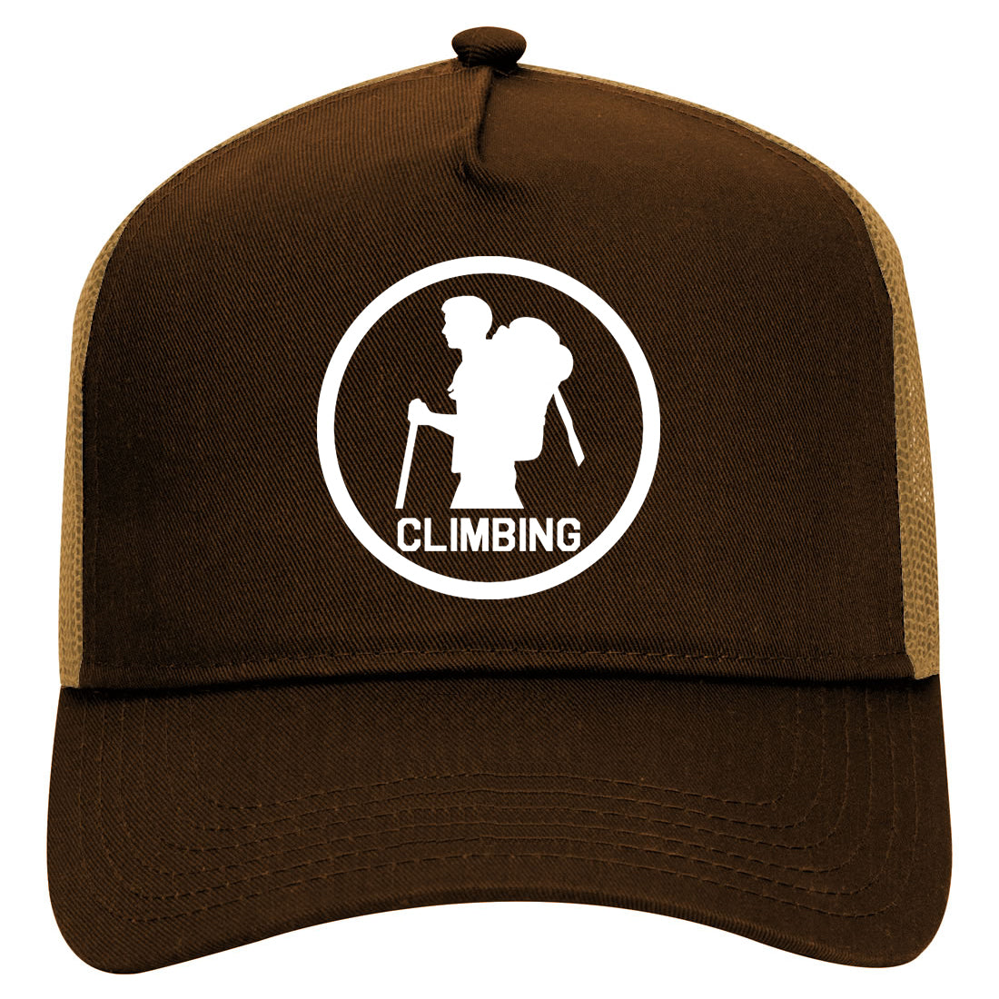 Climbing Hiker Mens Mesh Trucker Hat Brown