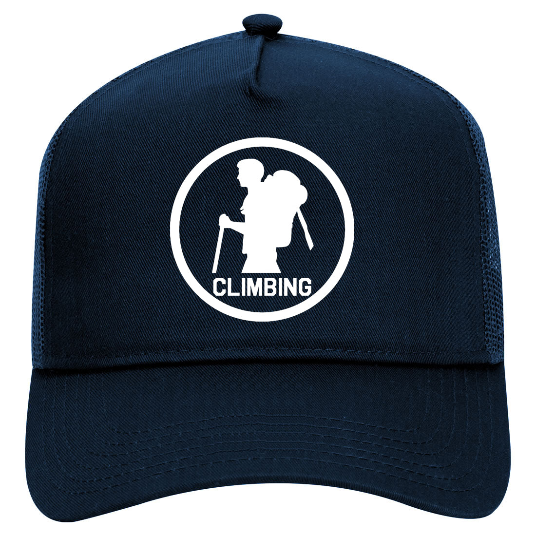 Climbing Hiker Mens Mesh Trucker Hat Navy Blue