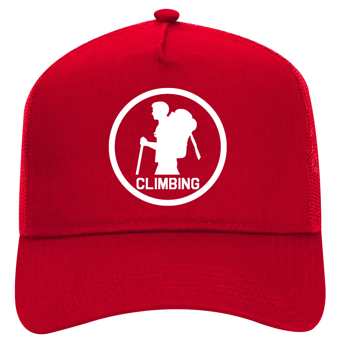 Climbing Hiker Mens Mesh Trucker Hat Red
