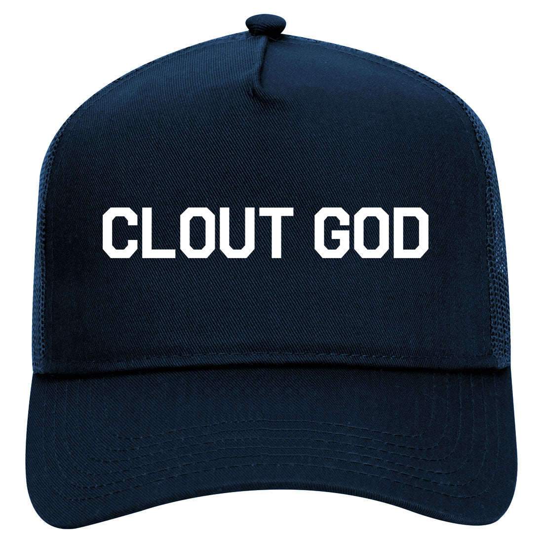 Clout God Mens Mesh Trucker Hat Navy Blue