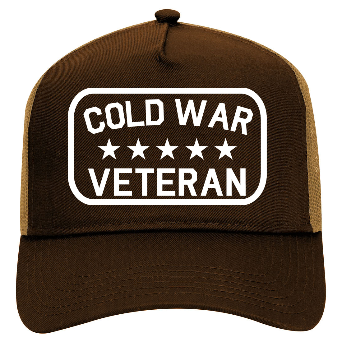 Cold War Veteran Mens Mesh Trucker Hat Brown