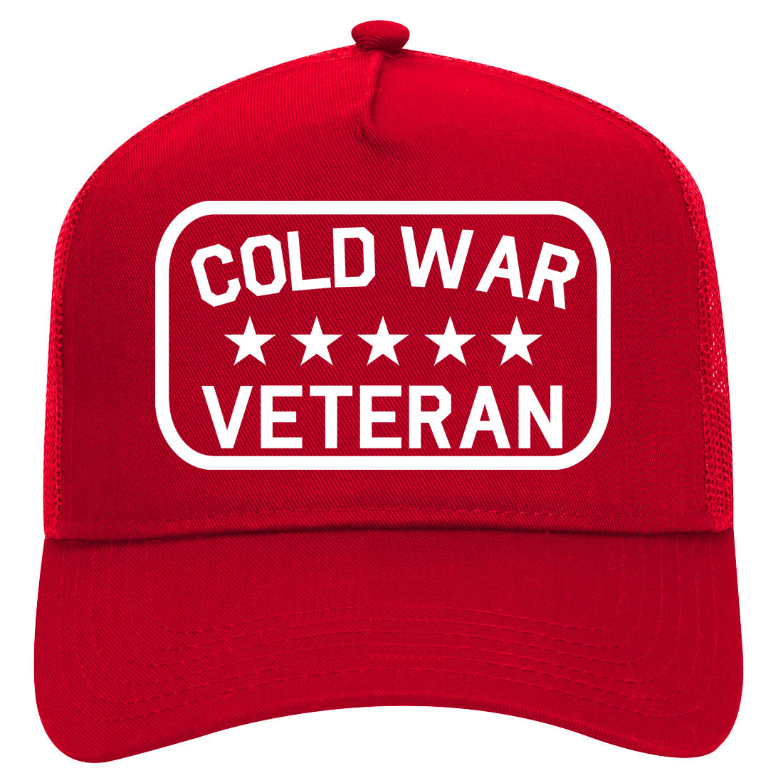 Cold War Veteran Mens Mesh Trucker Hat Red