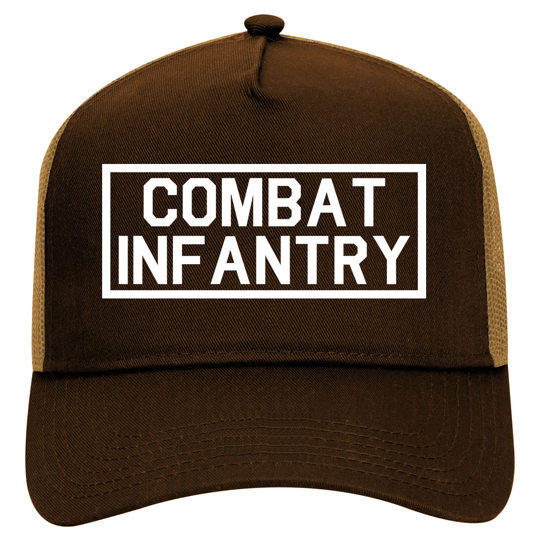 Combat Infantry Mens Mesh Trucker Hat Brown