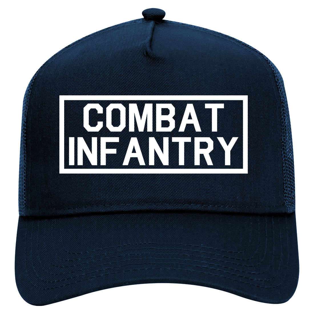 Combat Infantry Mens Mesh Trucker Hat Navy Blue