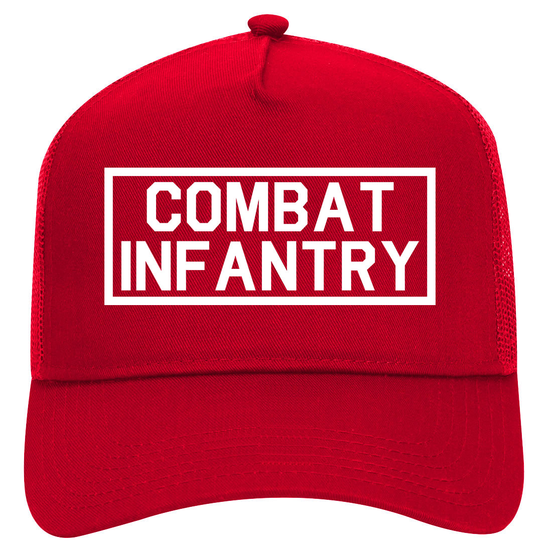 Combat Infantry Mens Mesh Trucker Hat Red