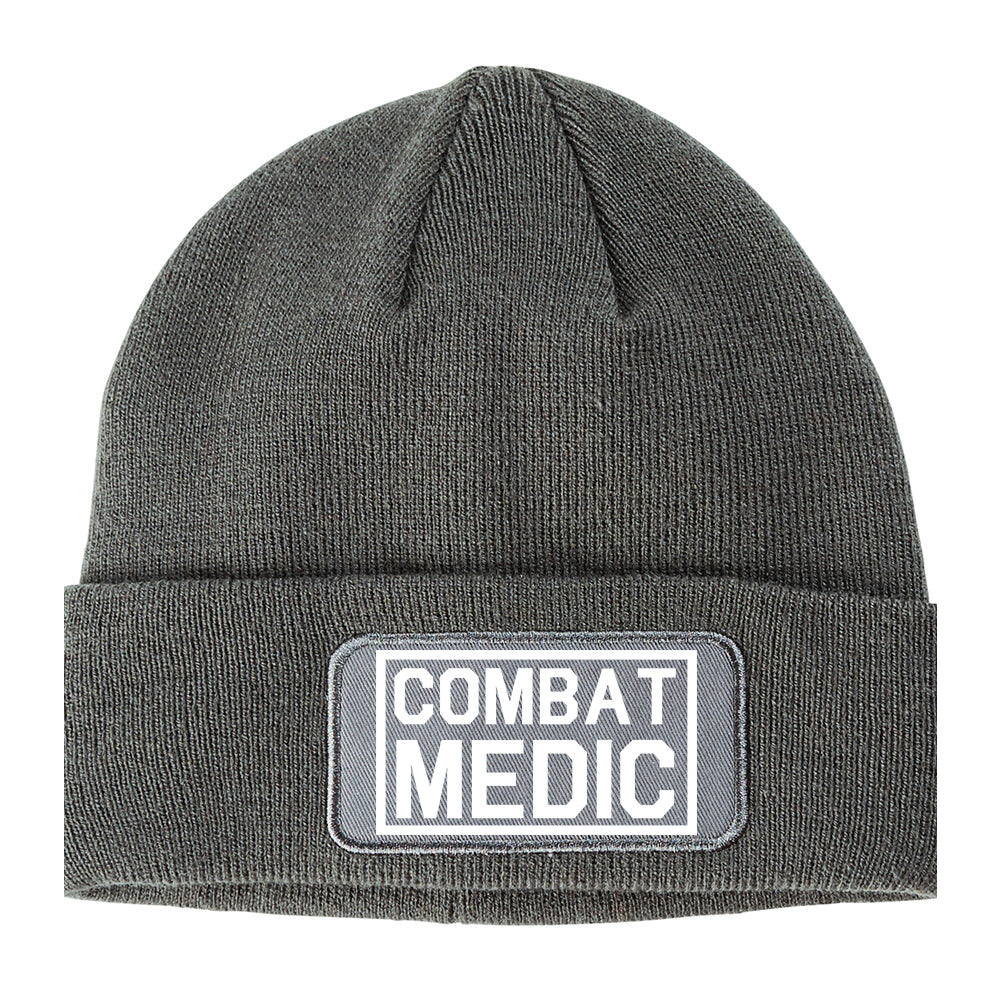 Combat Medic Winter Knit Adult Beanie Hat Grey