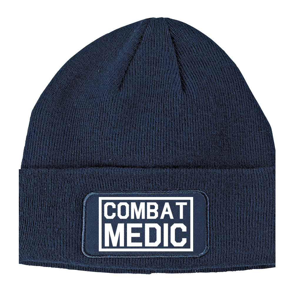 Combat Medic Winter Knit Adult Beanie Hat Navy Blue