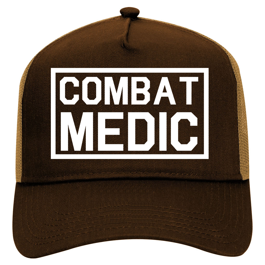 Combat Medic Mens Mesh Trucker Hat Brown