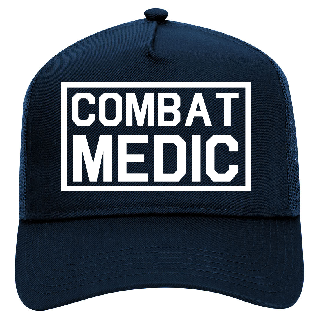 Combat Medic Mens Mesh Trucker Hat Navy Blue
