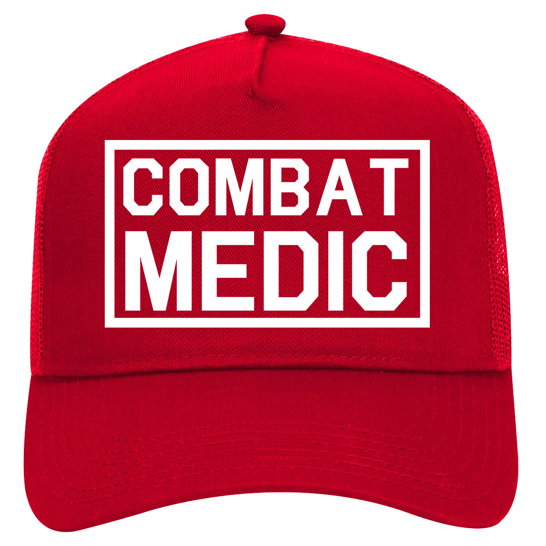 Combat Medic Mens Mesh Trucker Hat Red