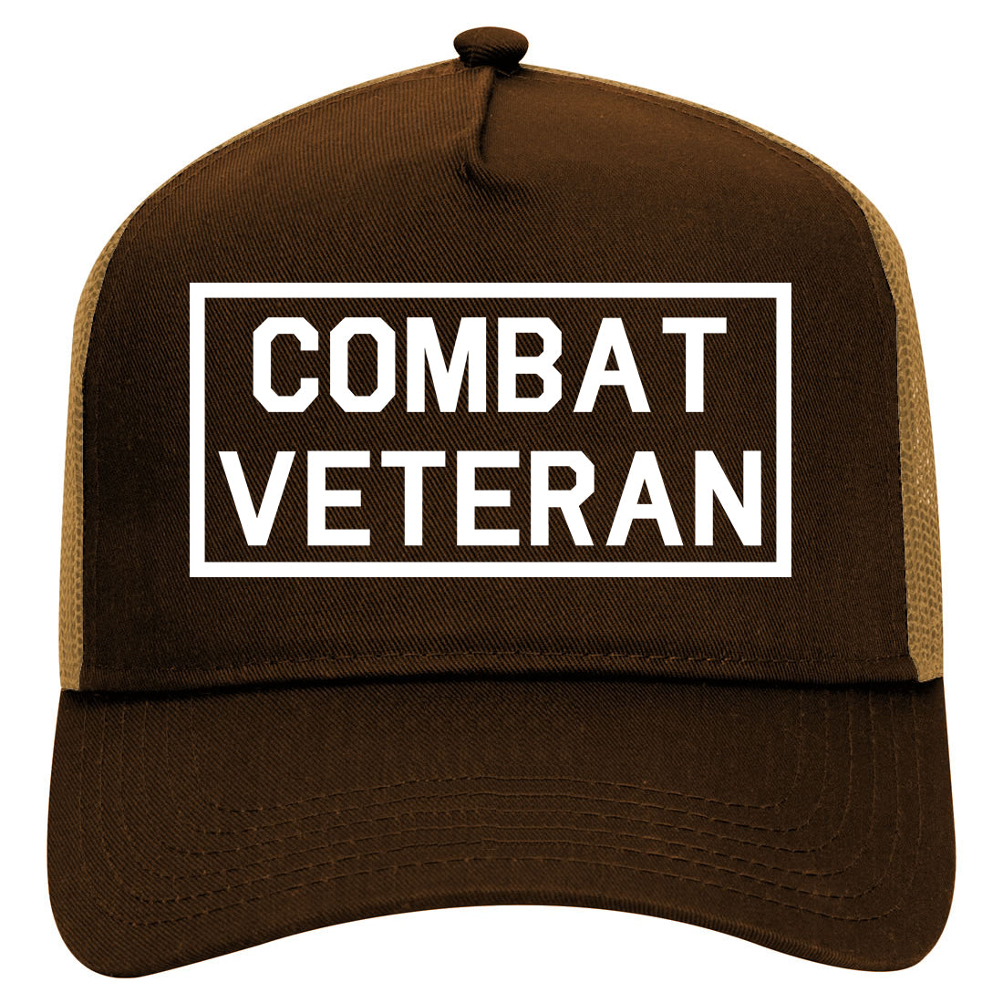 Combat Veteran Mens Mesh Trucker Hat Brown