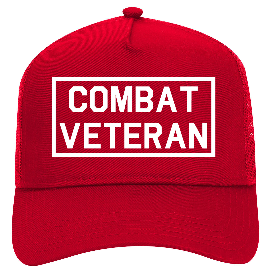 Combat Veteran Mens Mesh Trucker Hat Red