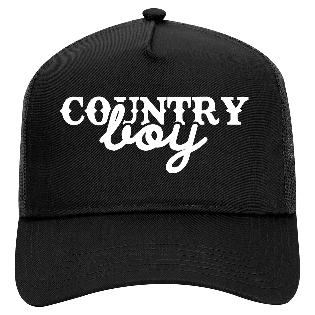Country Boy Mens Mesh Trucker Hat Black