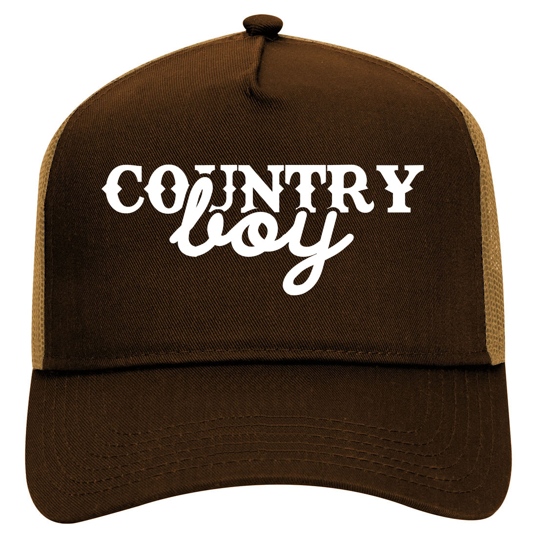 Country Boy Mens Mesh Trucker Hat Brown