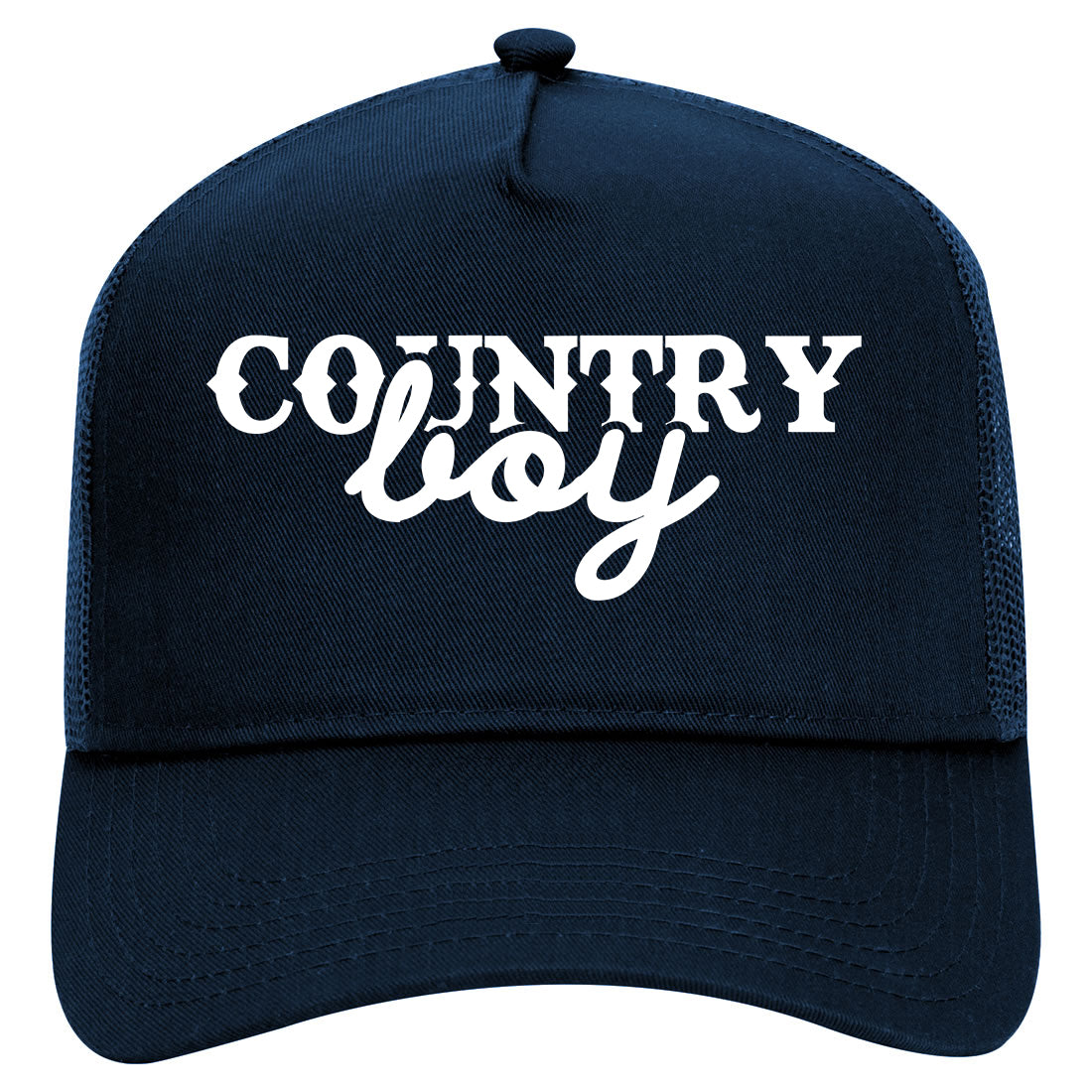 Country Boy Mens Mesh Trucker Hat Navy Blue