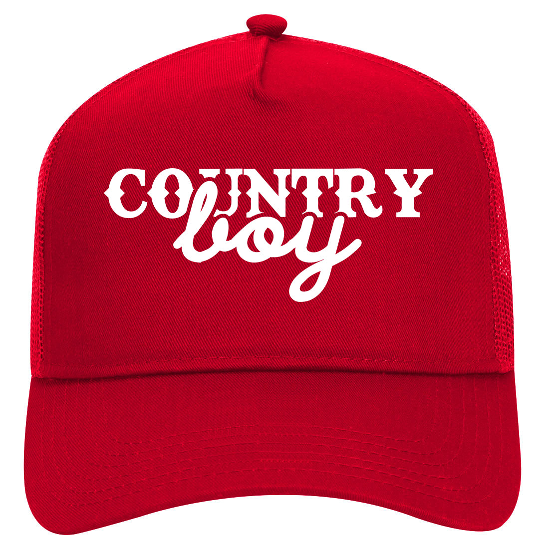 Country Boy Mens Mesh Trucker Hat Red