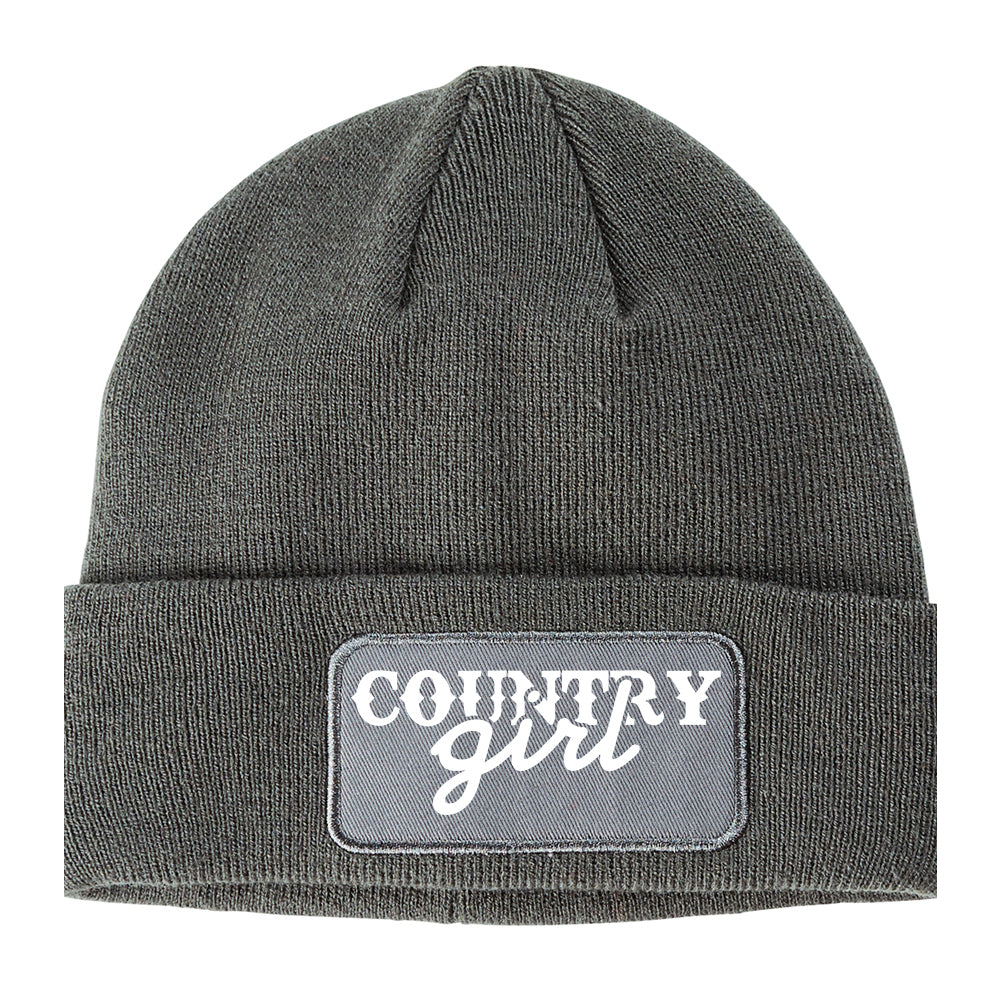Country Girl Winter Knit Adult Beanie Hat Grey