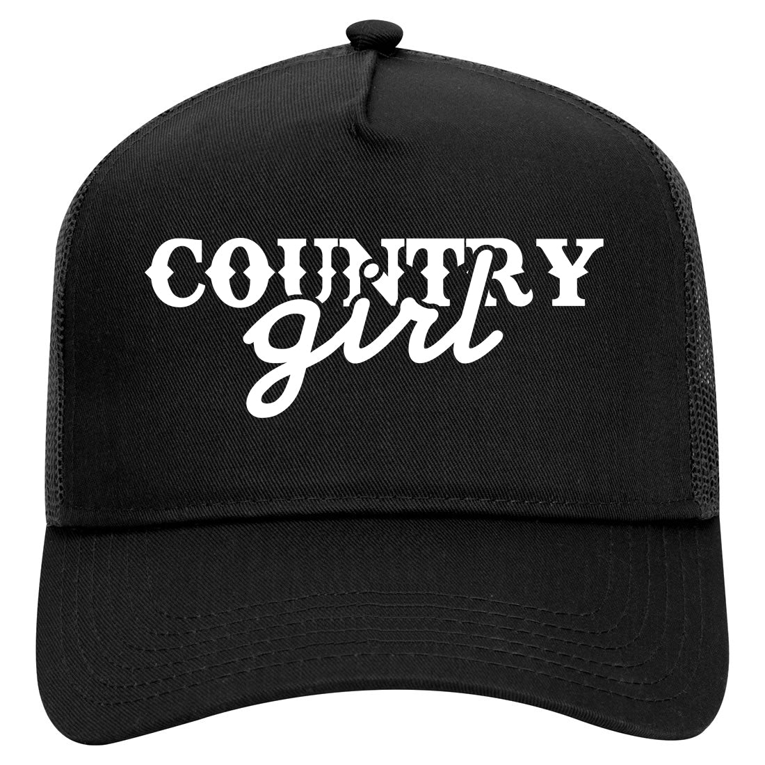 Country Girl Mens Mesh Trucker Hat Black