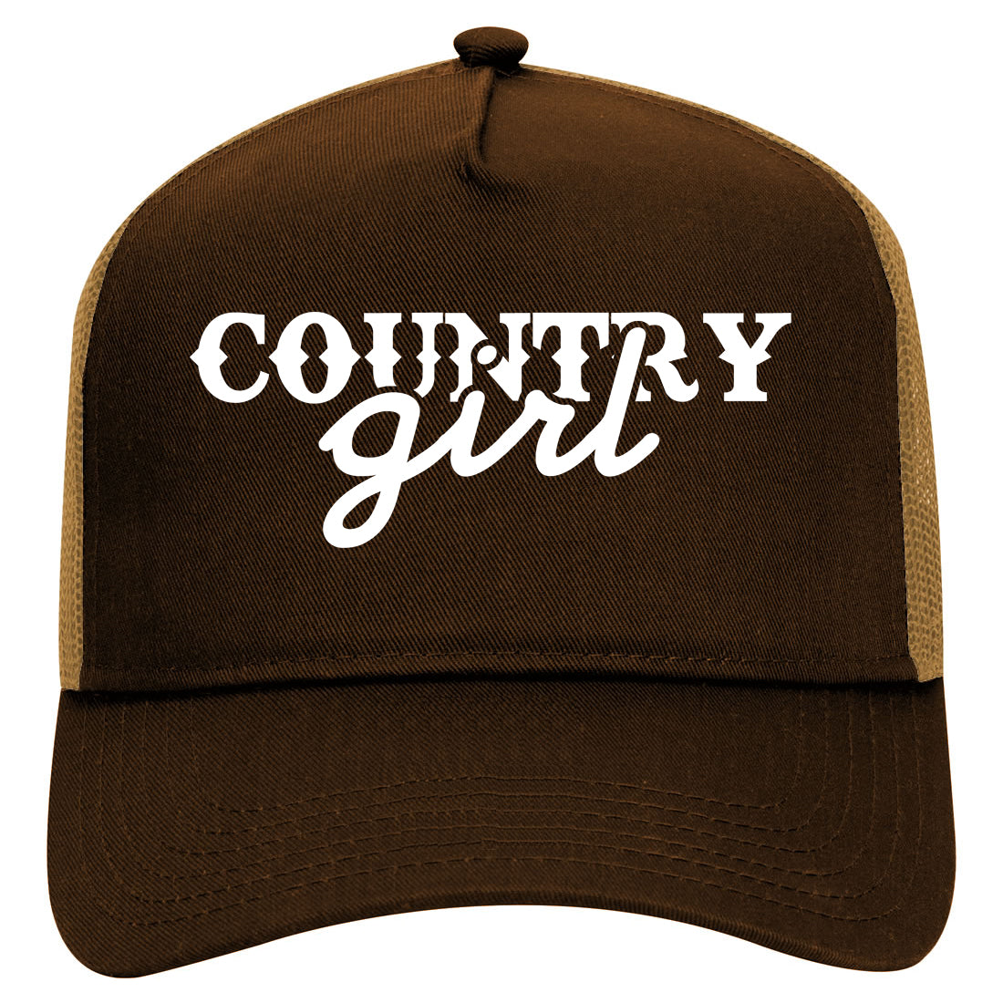 Country Girl Mens Mesh Trucker Hat Brown