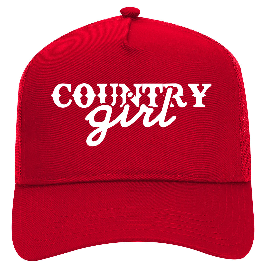Country Girl Mens Mesh Trucker Hat Red